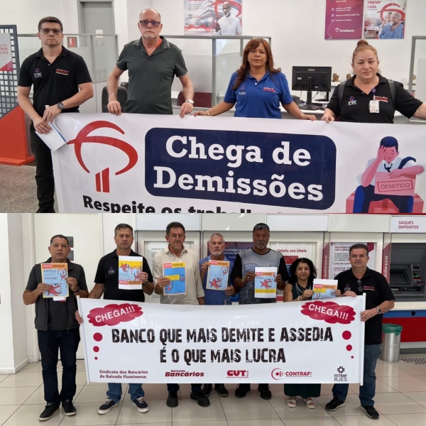 Sindicato realiza atos contra demissões e fechamento de agências no Bradesco