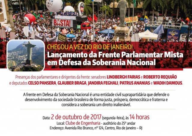 Frente Parlamentar Mista em Defesa da Soberania Nacional será lançada dia 2 de outubro