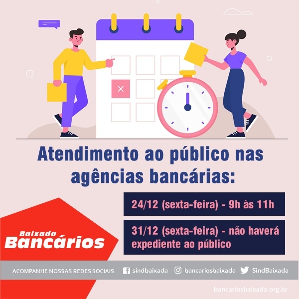 Confira o funcionamento de bancos neste fim de ano