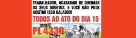 CUT alerta sobre PL 4330 e pede empenho nas paralisações desta quarta