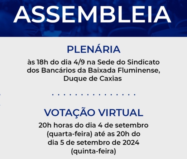 Plenária e Assembleia sobre as propostas dos bancos ocorrem entre 4 e 5 de setembro