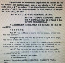 Feriado bancário: agora é lei!