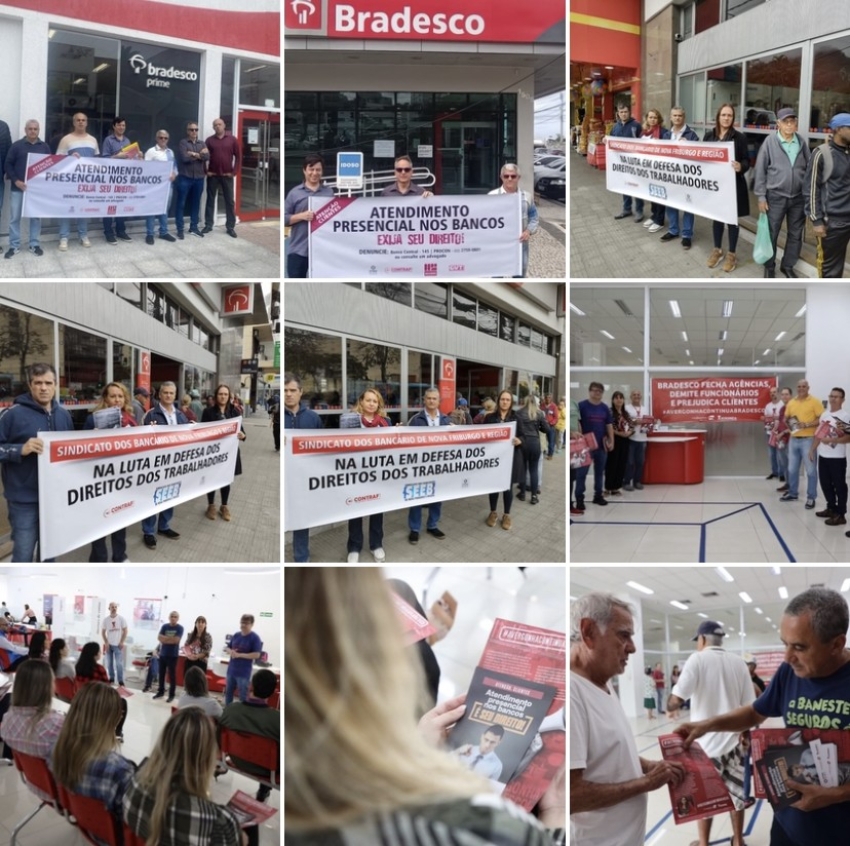 Bancários de todo o país protestam contra o fechamento de agências do Bradesco