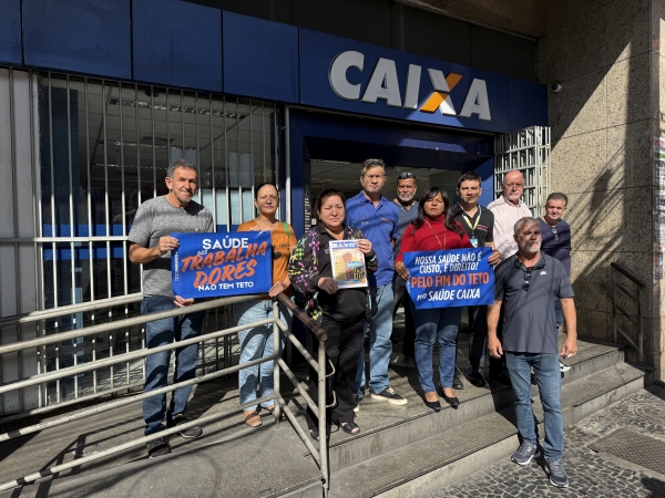 Sindicato faz ato em defesa do Sa&uacute;de Caixa e por melhorias das condi&ccedil;&otilde;es de trabalho
