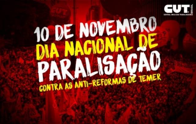 10 de novembro: Dia Nacional de Paralisação e Luta