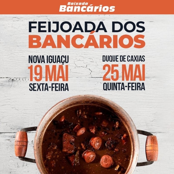 Confira as datas das Feijoadas dos Bancários e das Bancárias no mês de maio